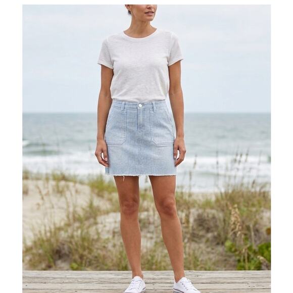 7 For All Mankind Dresses & Skirts - Seven7 for all Mankind Denim Jean Skirt Utility Railroad Striped Frayed 14